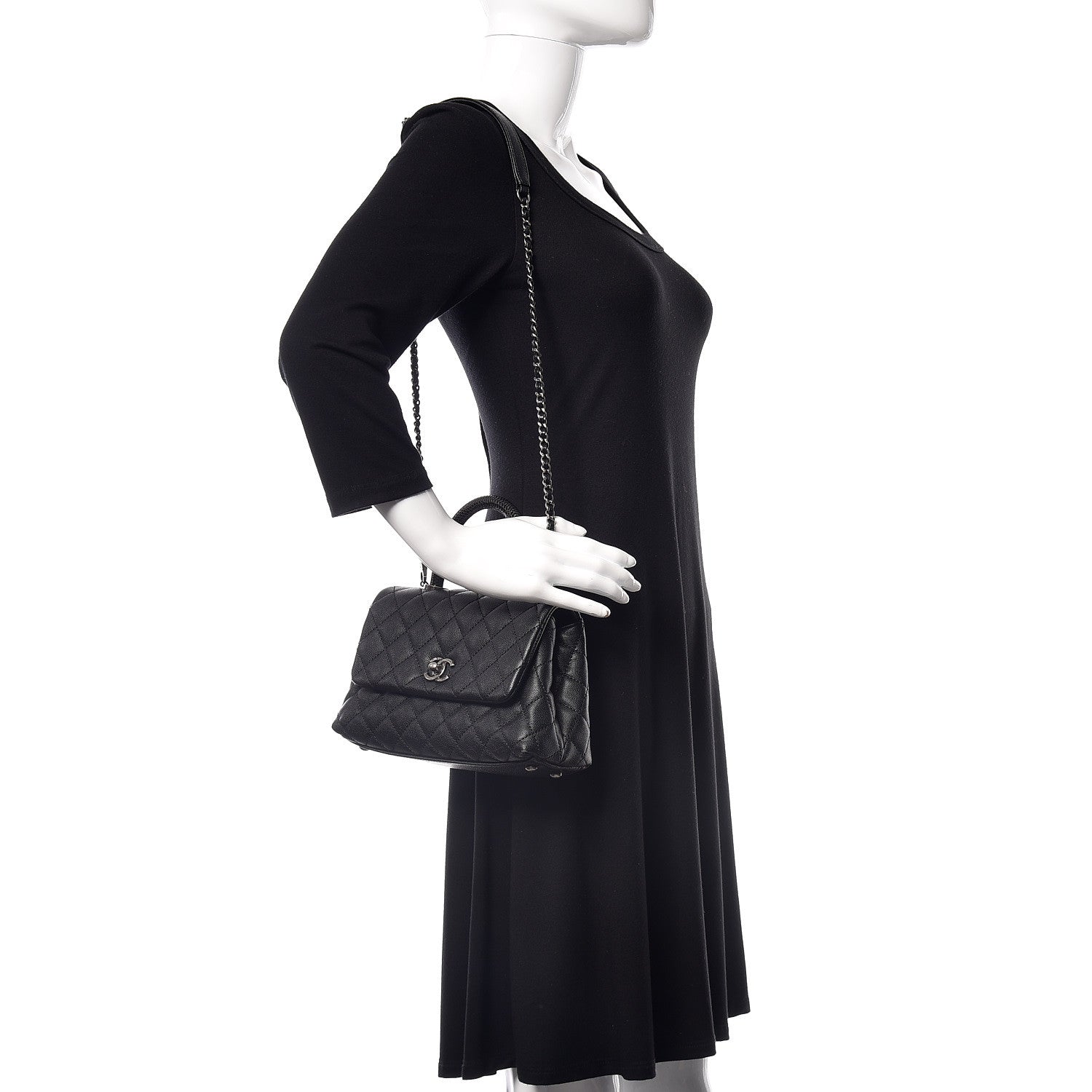 Chanel Caviar Lizard Quilted Mini Coco Handle Flap Black 2 of 9