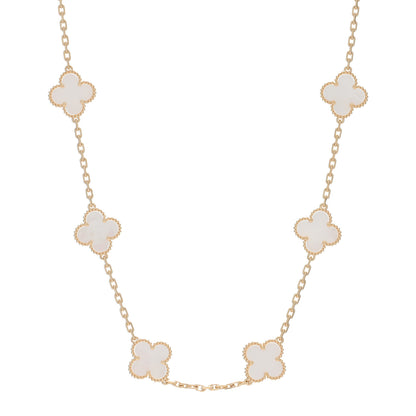 Van Cleef & Arpels 18K Yellow Gold Mother of Pearl 10 Motifs Vintage Alhambra Necklace 1 of 4