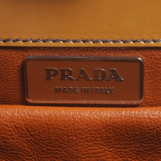 Prada Spazzolato Logo Print Framed Bag Ambra 6 of 8