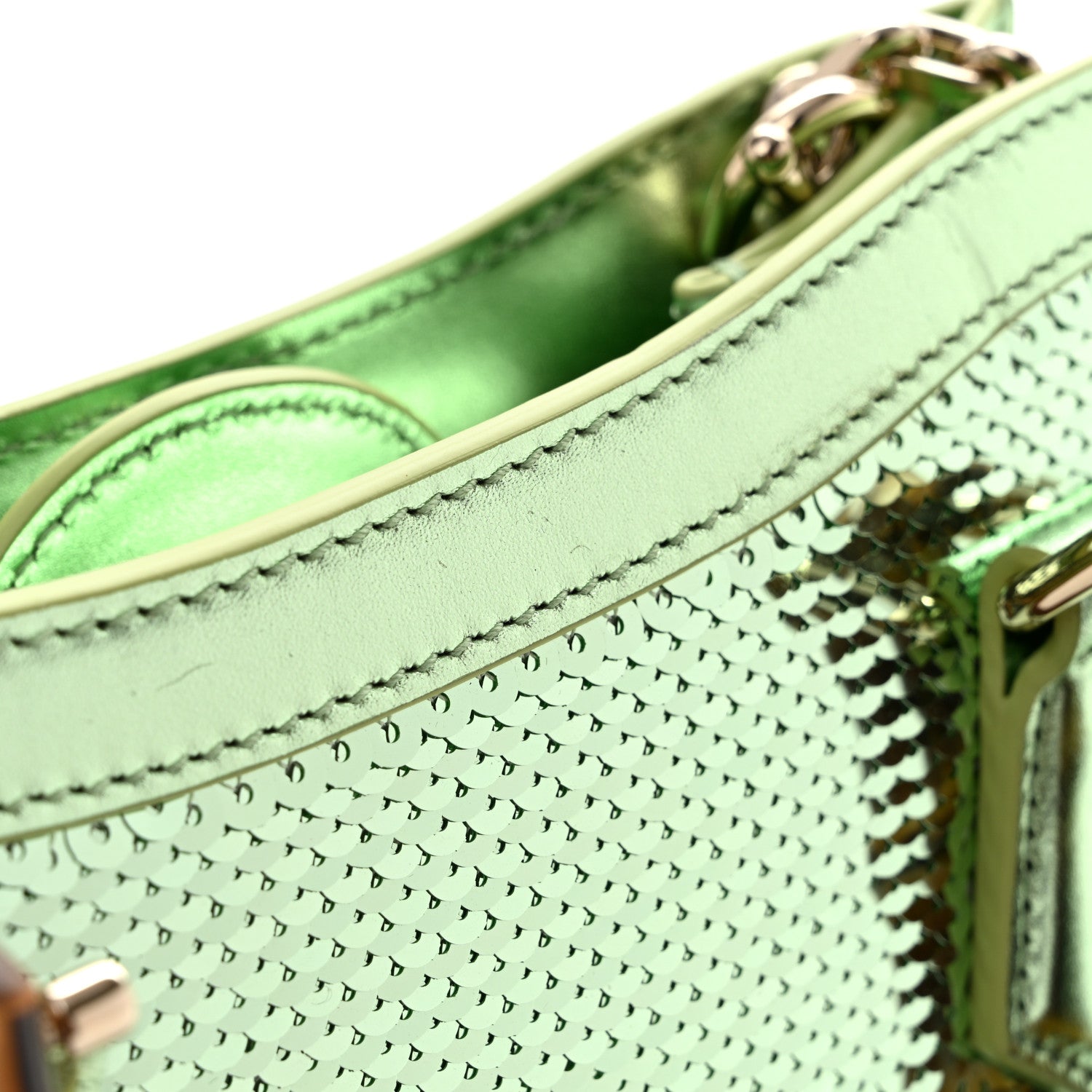 Gucci Metallic Calfskin Sequin Mini Diana Tote Bag Green 12 of 12