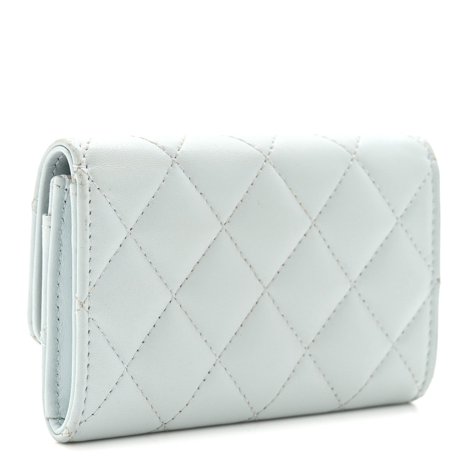 Chanel Lambskin Quilted Pearl CC Chanel Flap Card Holder Light Blue 3 of 9