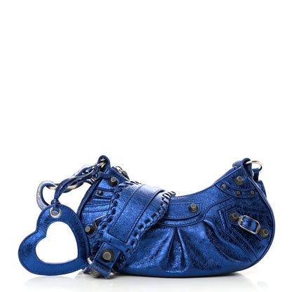 Balenciaga Metallic Arena Agneau Le Cagole Shoulder Bag XS Blue 3 of 13
