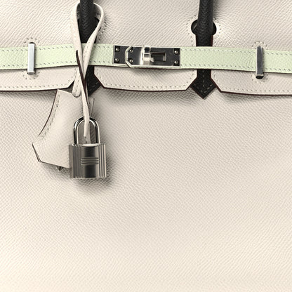 Hermes Epsom Tri-Color Birkin 25 Gris Pale Vert Fizz Graphite 8 of 11