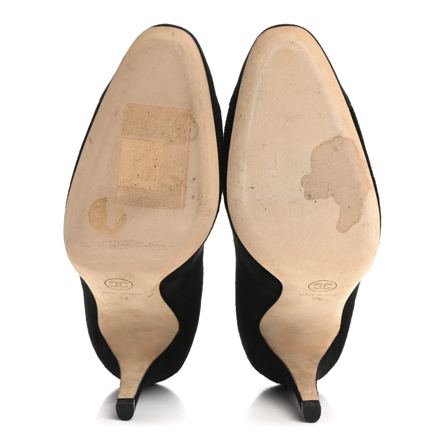 Suede Grosgrain Cap Toe CC Pumps 38 Black