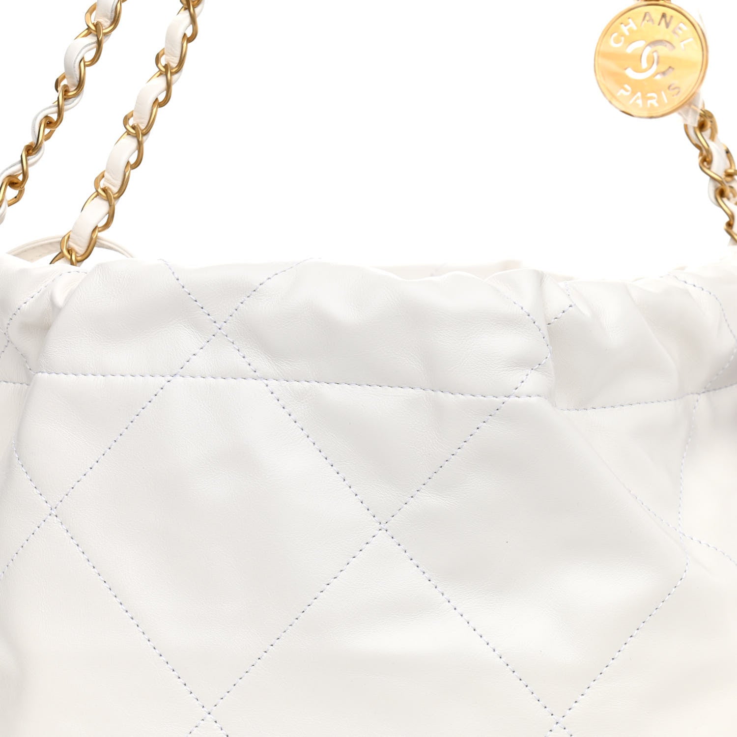 Chanel Shiny Calfskin Quilted Small Chanel 22 White 9 of 12