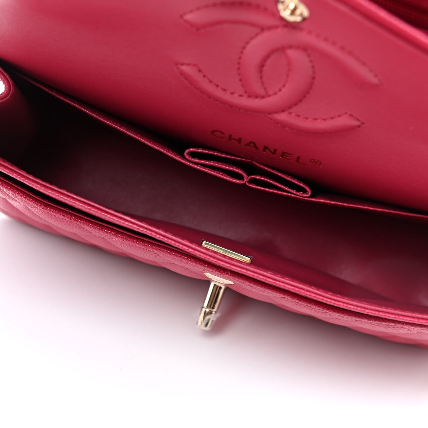 Caviar Quilted Small Double Flap Dark Pink