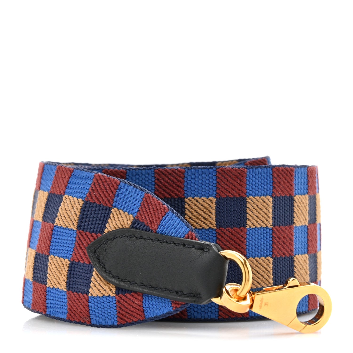 Hermes Toile Swift 50mm Maxi Quadrille Shoulder Strap Bleu Billard Biscuit Rouge H Black 1 of 5