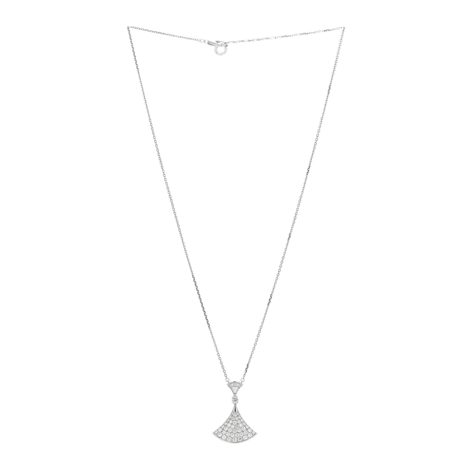 Bulgari 18K White Gold Diamond Large Divas' Dream Pave Necklace 4 of 5
