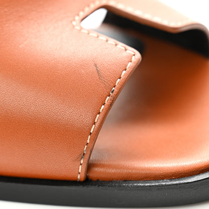 Hermes Calfskin Elbe 60 Sandals 36.5 Marron Glaise 9 of 10