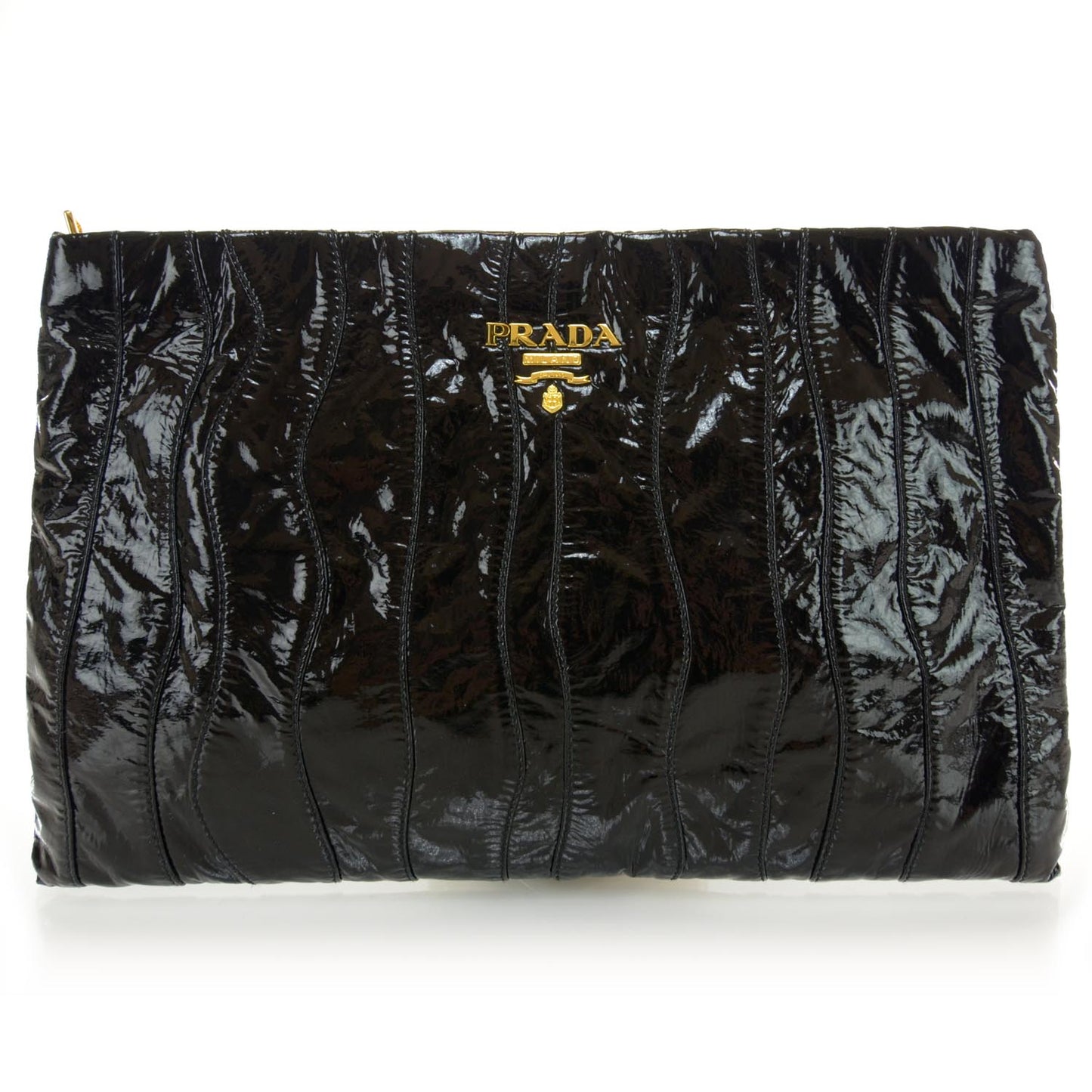 Vernice Stripes Clutch Black
