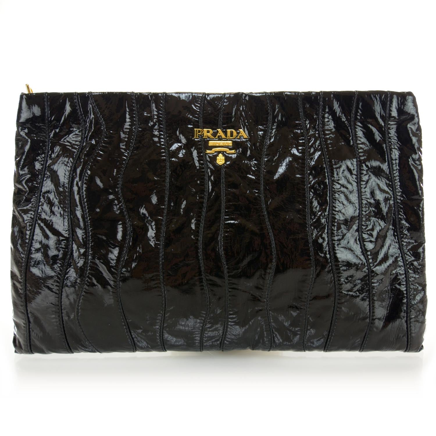 Prada Vernice Stripes Clutch Black 1 of 7
