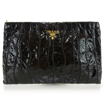 Prada Vernice Stripes Clutch Black 1 of 7