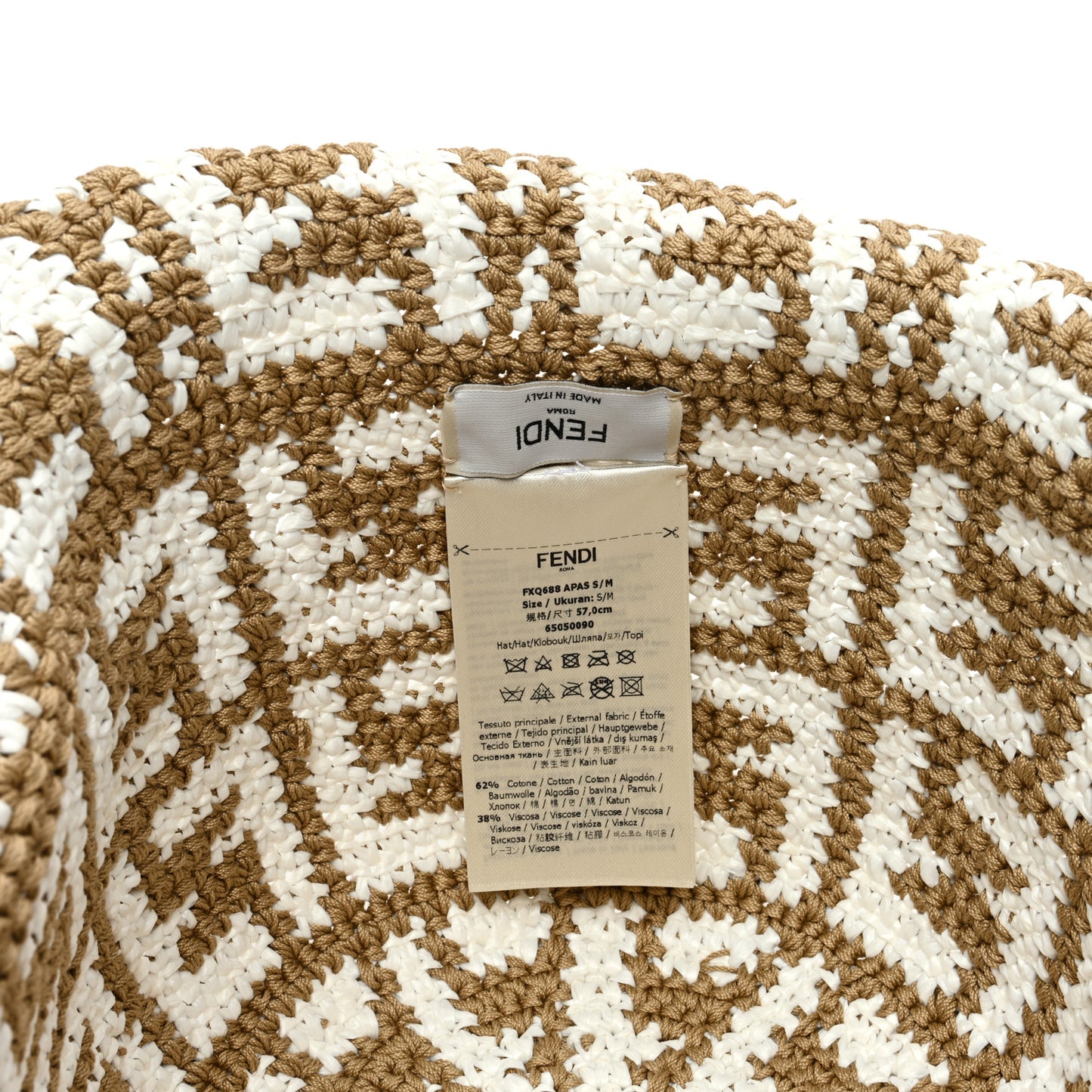 Cotton Rayon FF Woven Bucket Hat S/M Beige