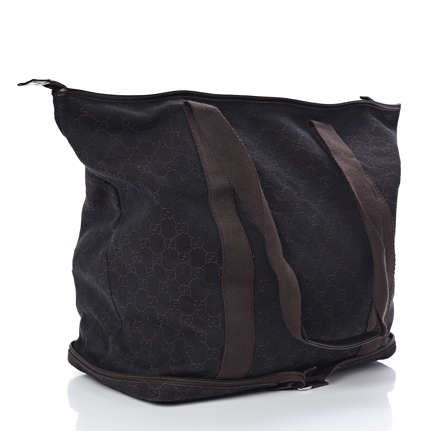 Gucci Denim Monogram Large Collapsible Travel Tote Dark Brown 4 of 9