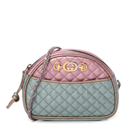Gucci Laminated Nappa Trapuntata Mini Zumi Dome Shoulder Bag Rosa Lago Rame 1 of 10