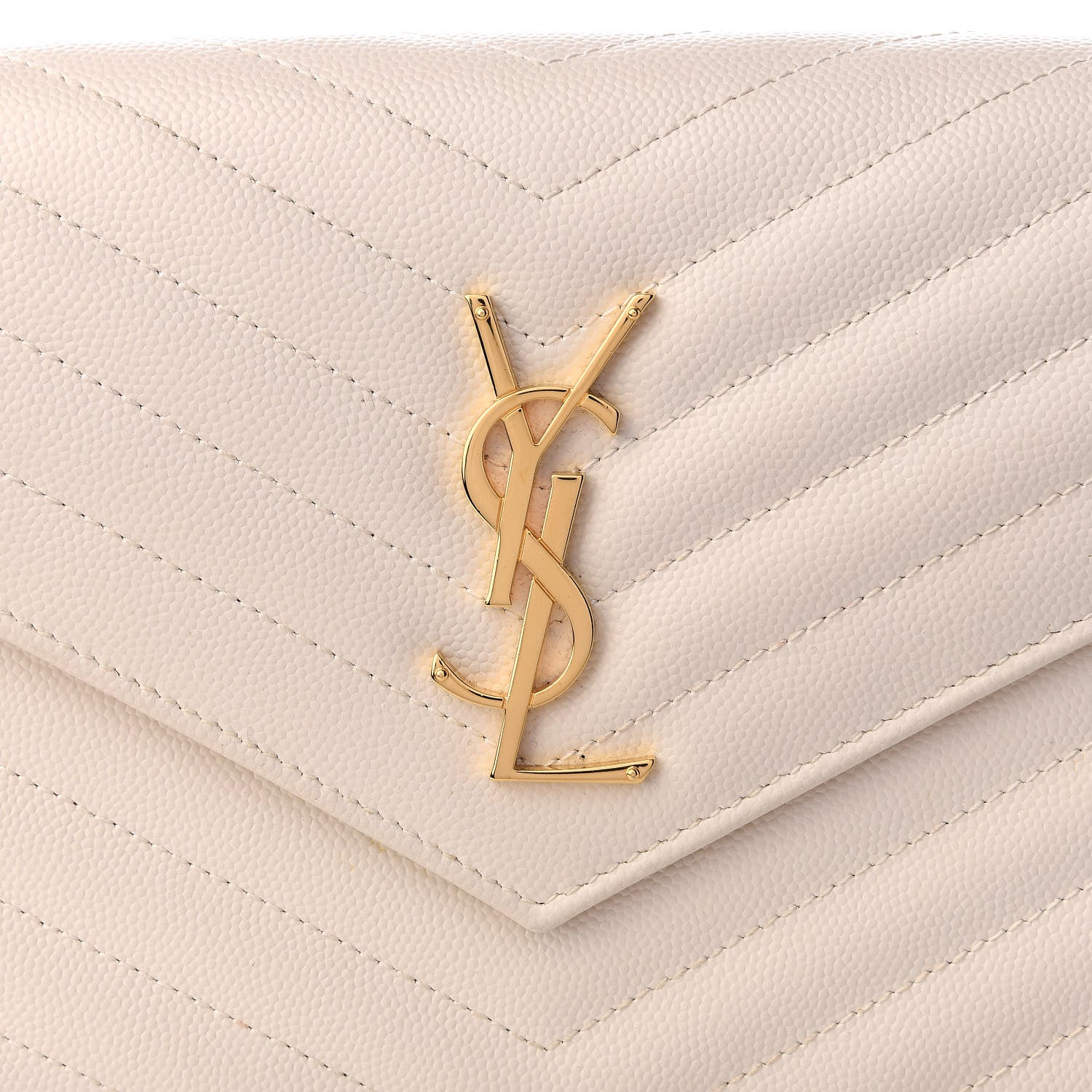 Saint Laurent Grain De Poudre Matelasse Chevron Monogram Chain Wallet Porcellana 8 of 8