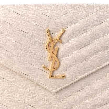 Saint Laurent Grain De Poudre Matelasse Chevron Monogram Chain Wallet Porcellana 8 of 8