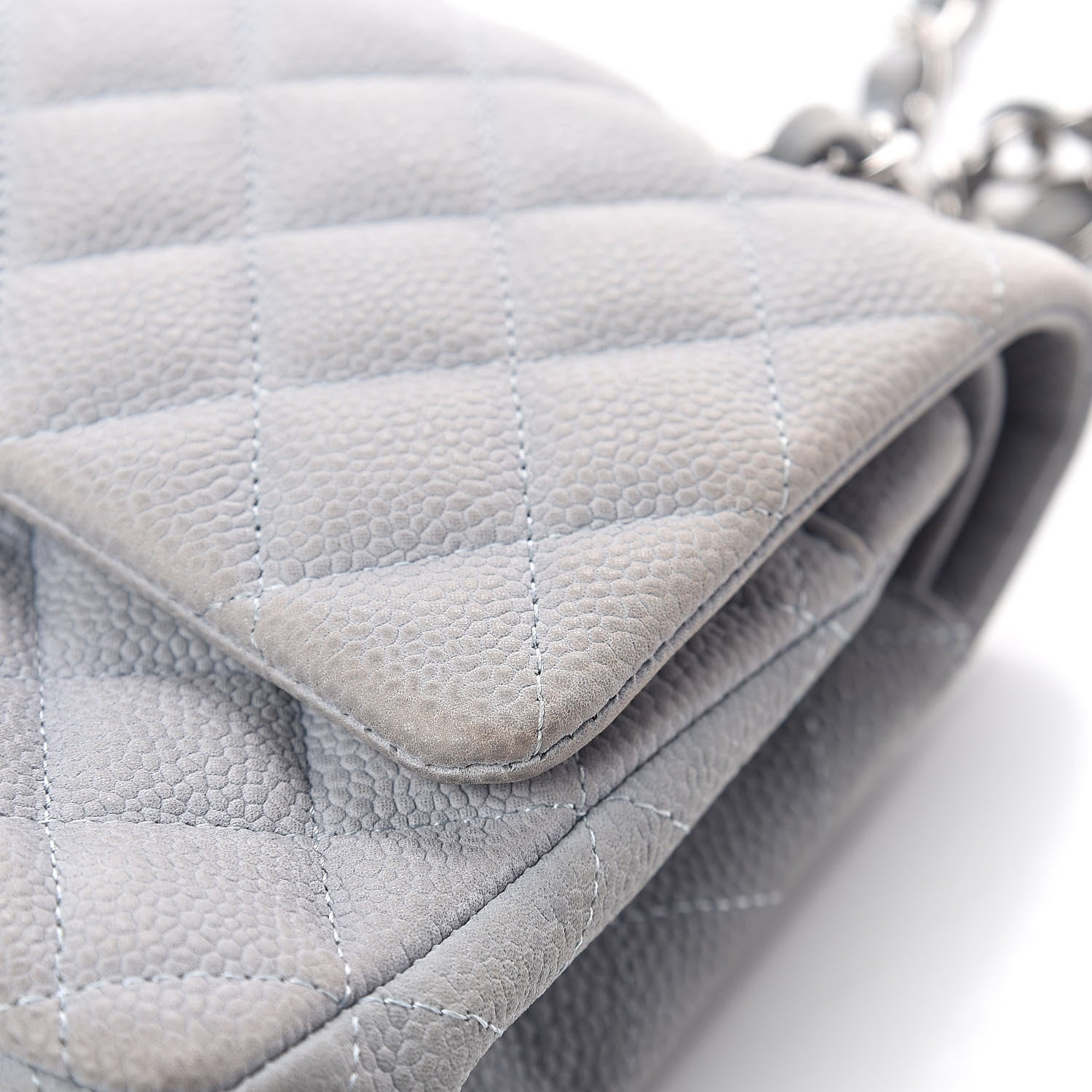 Chanel Iridescent Caviar Quilted Medium Double Flap Light Grey 14 of 15