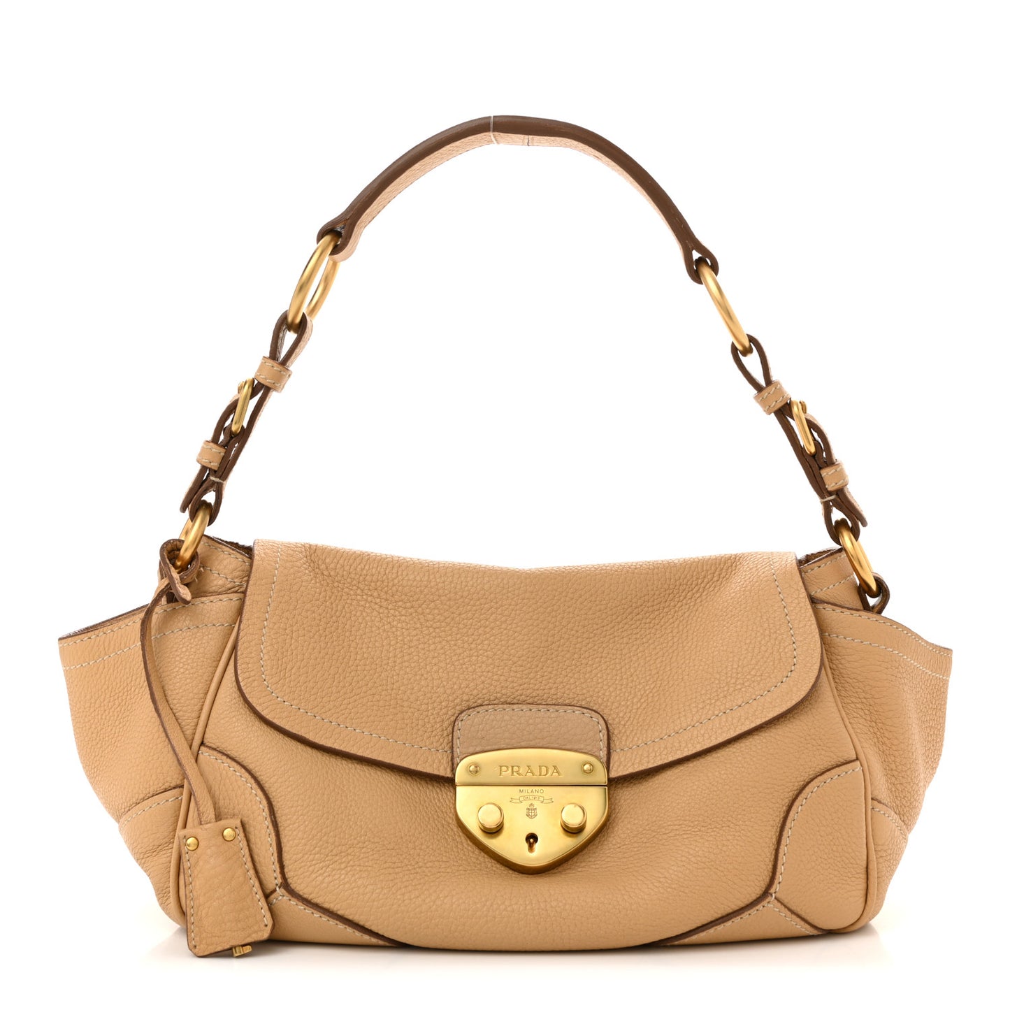 Vitello Daino Pushlock Shoulder Bag Sughero