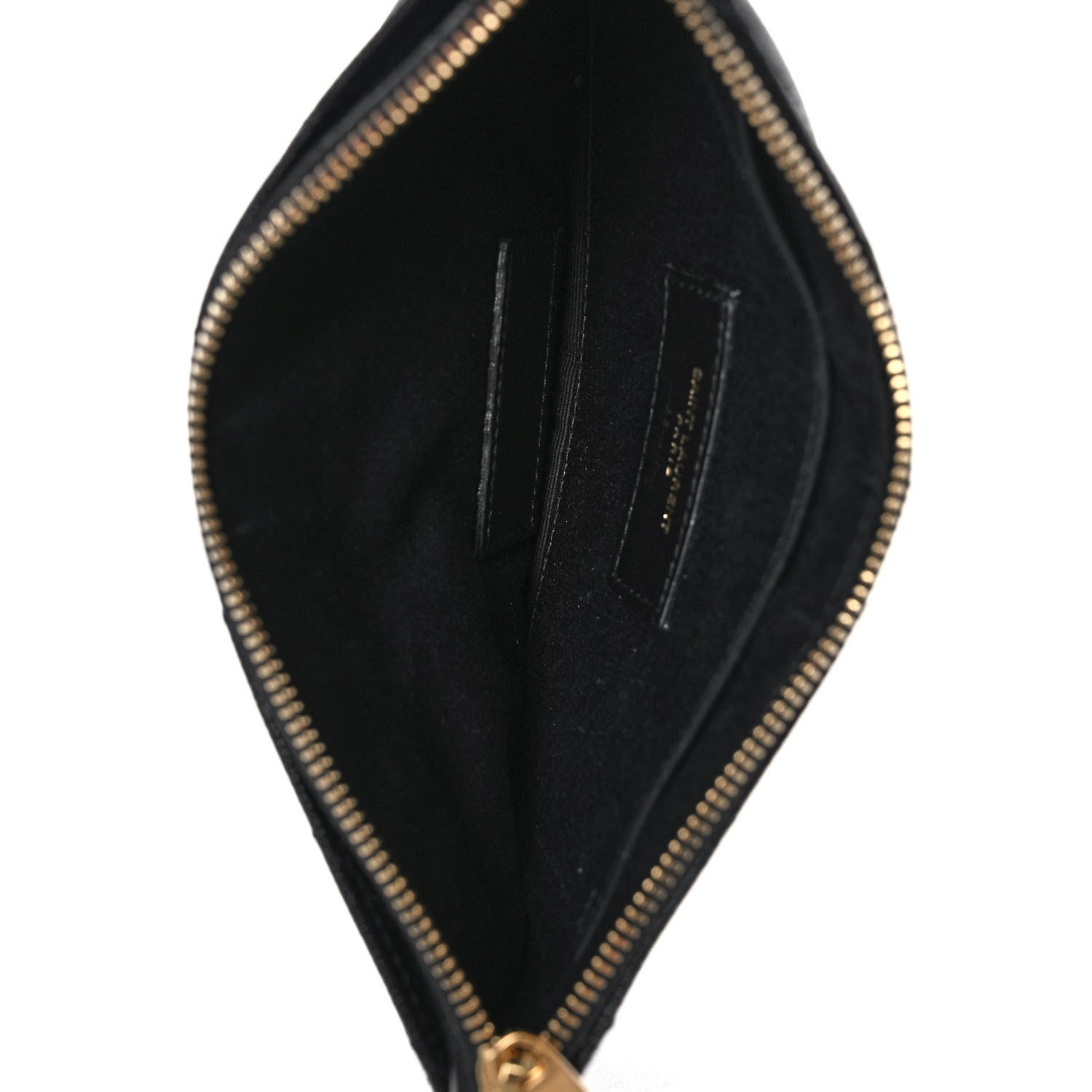 Saint Laurent Grain De Poudre Chevron Monogram Large Bill Pouch Black 5 of 9