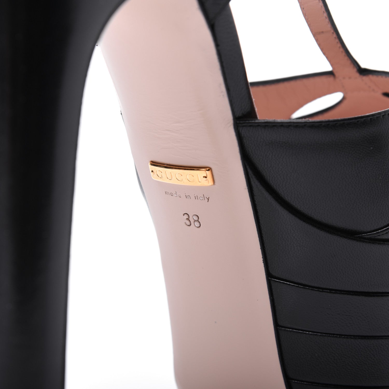 Gucci Malaga Kid T Strap Platform Pumps 38 Black 6 of 15