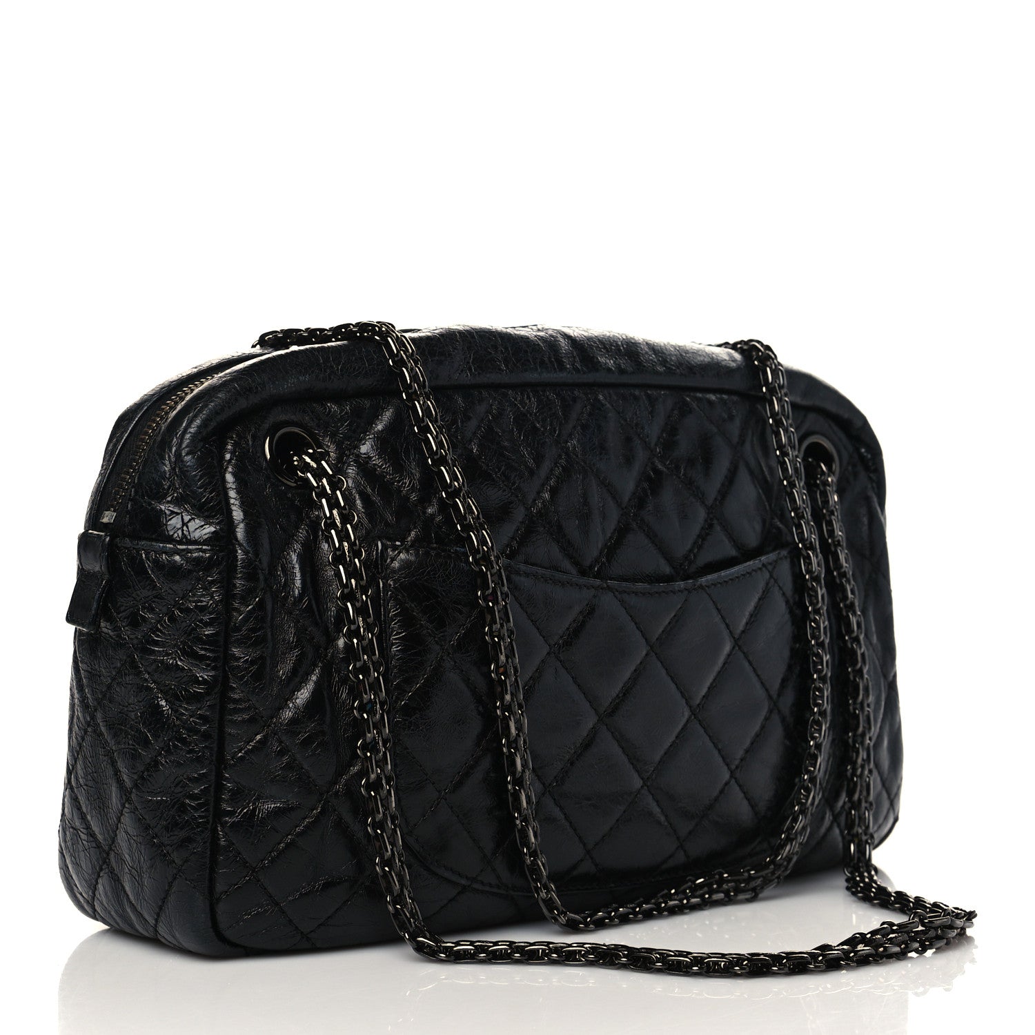 Chanel Metallic Aged Calfskin Quilted Medium Reissue Camera Case Black 3 of 9