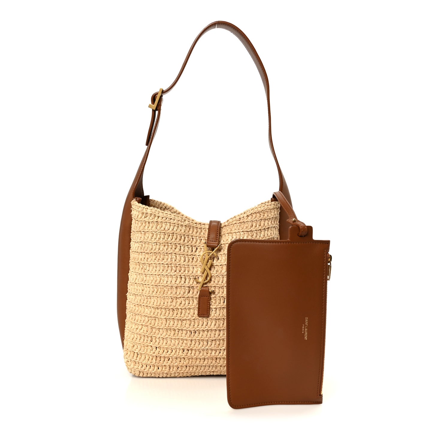 Raffia Calfskin Le 5 A 7 Small Hobo Natural Brick