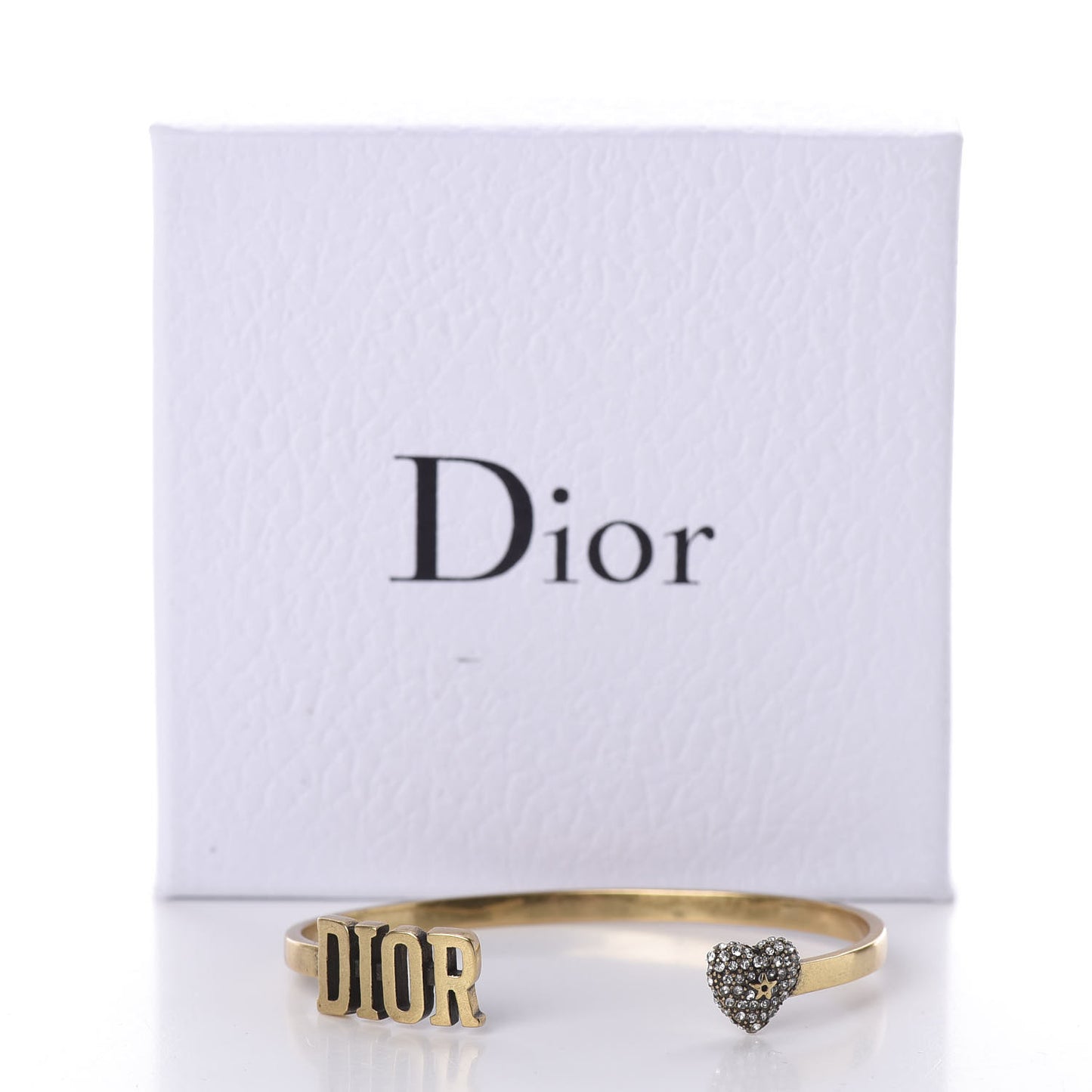 Metal Dior Crystal Heart Bracelet Cuff Gold