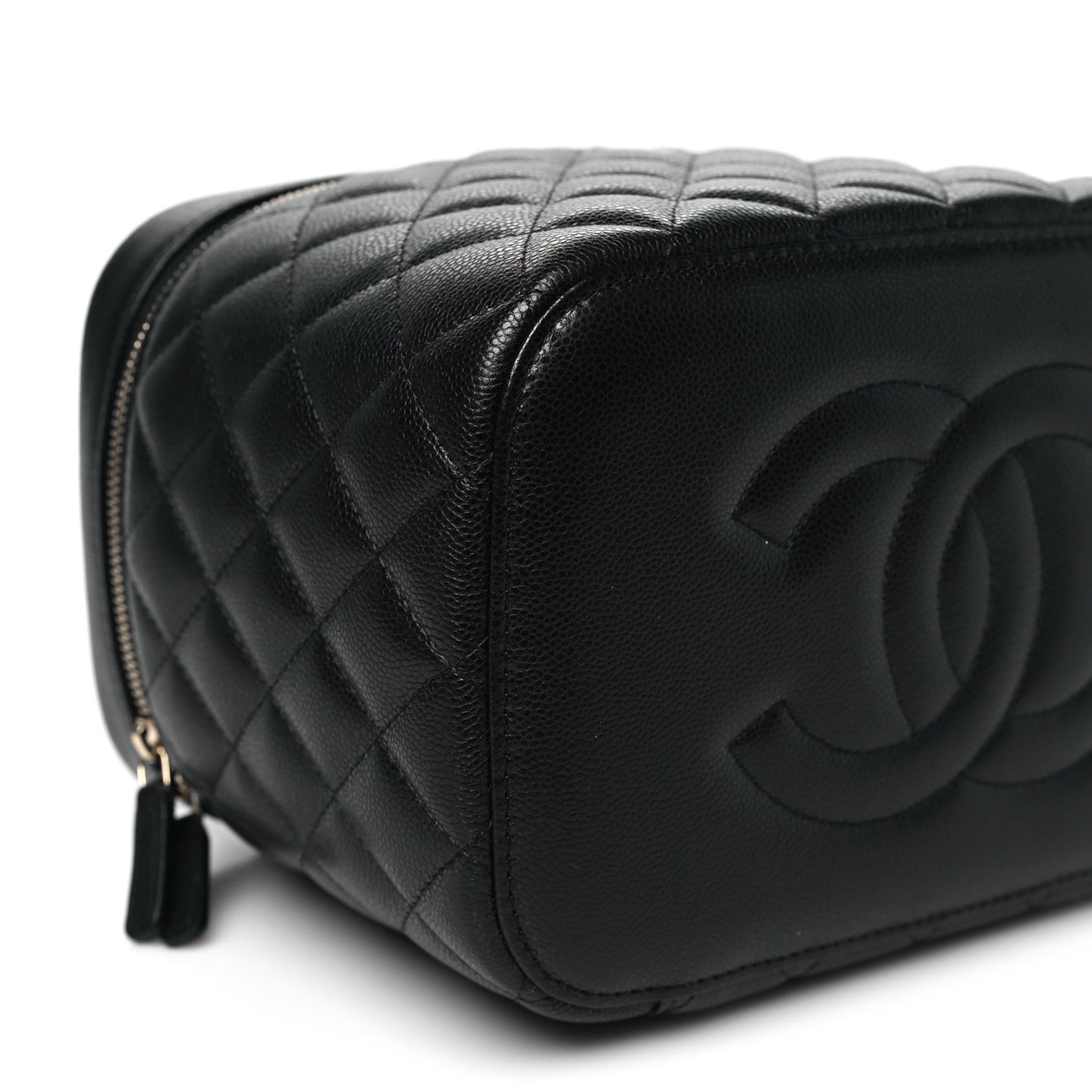 Caviar Quilted Large Vanity Pouch Black