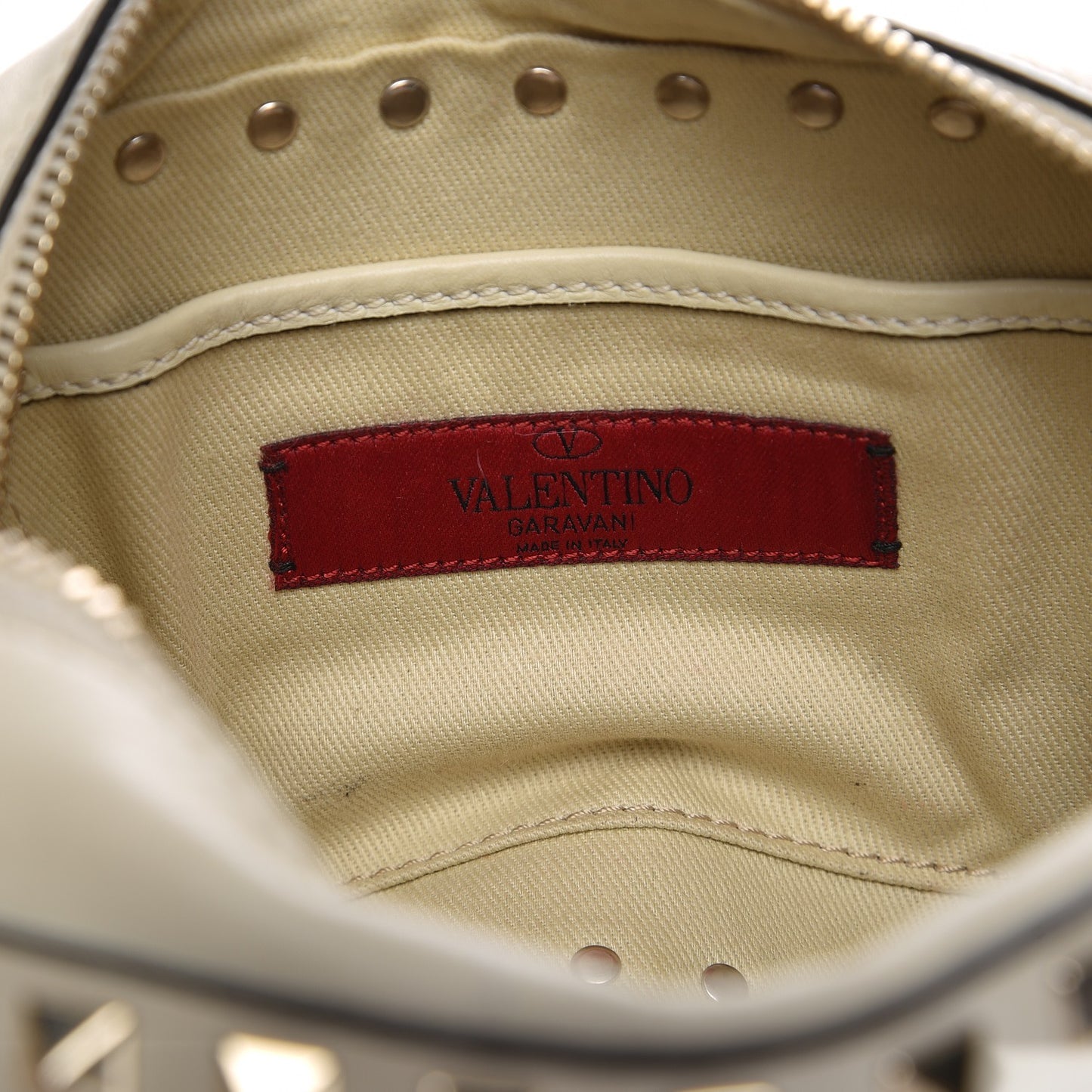 Vitello Rockstud Camera Crossbody Bag Ivory