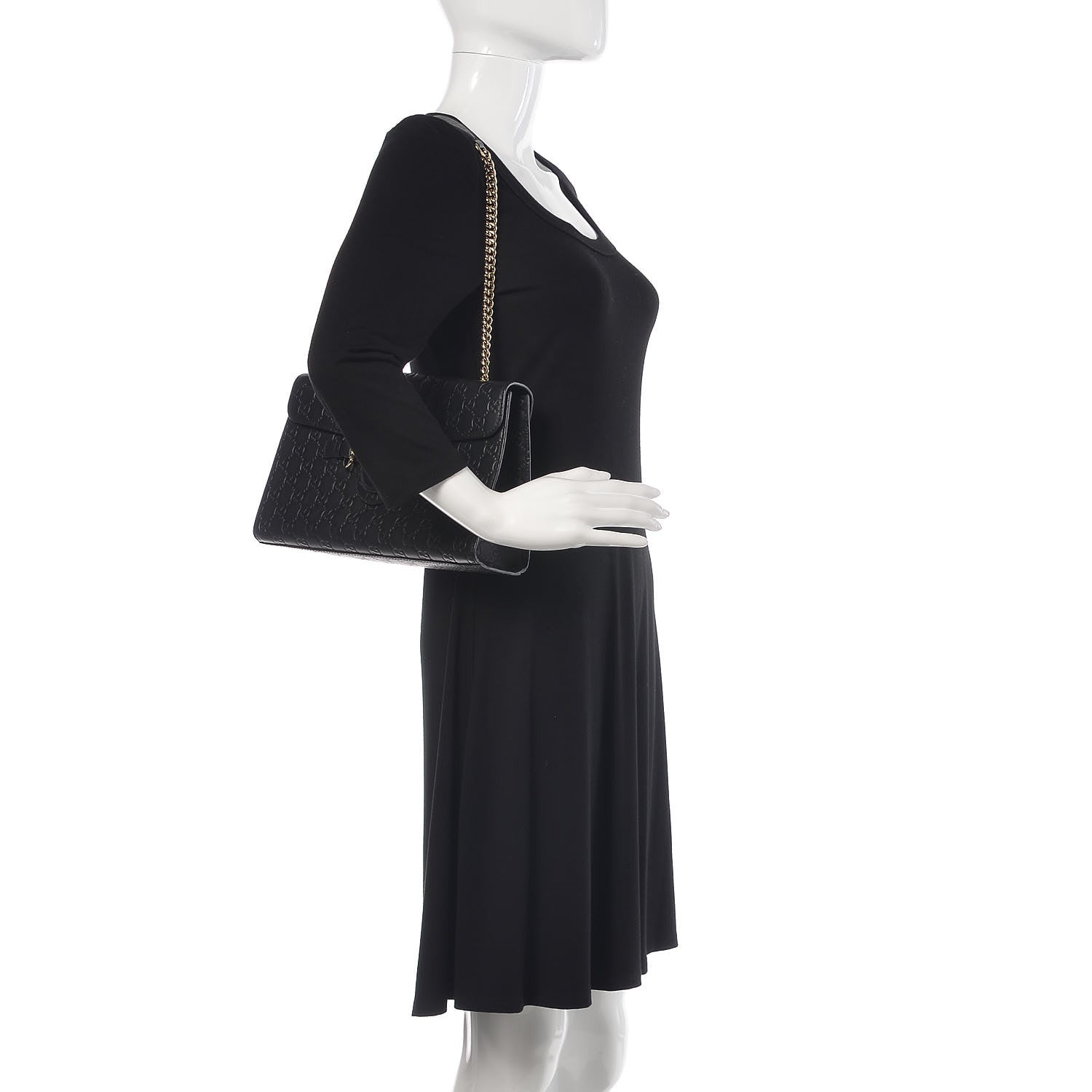 Gucci Guccissima Medium Emily Chain Shoulder Bag Black 2 of 17