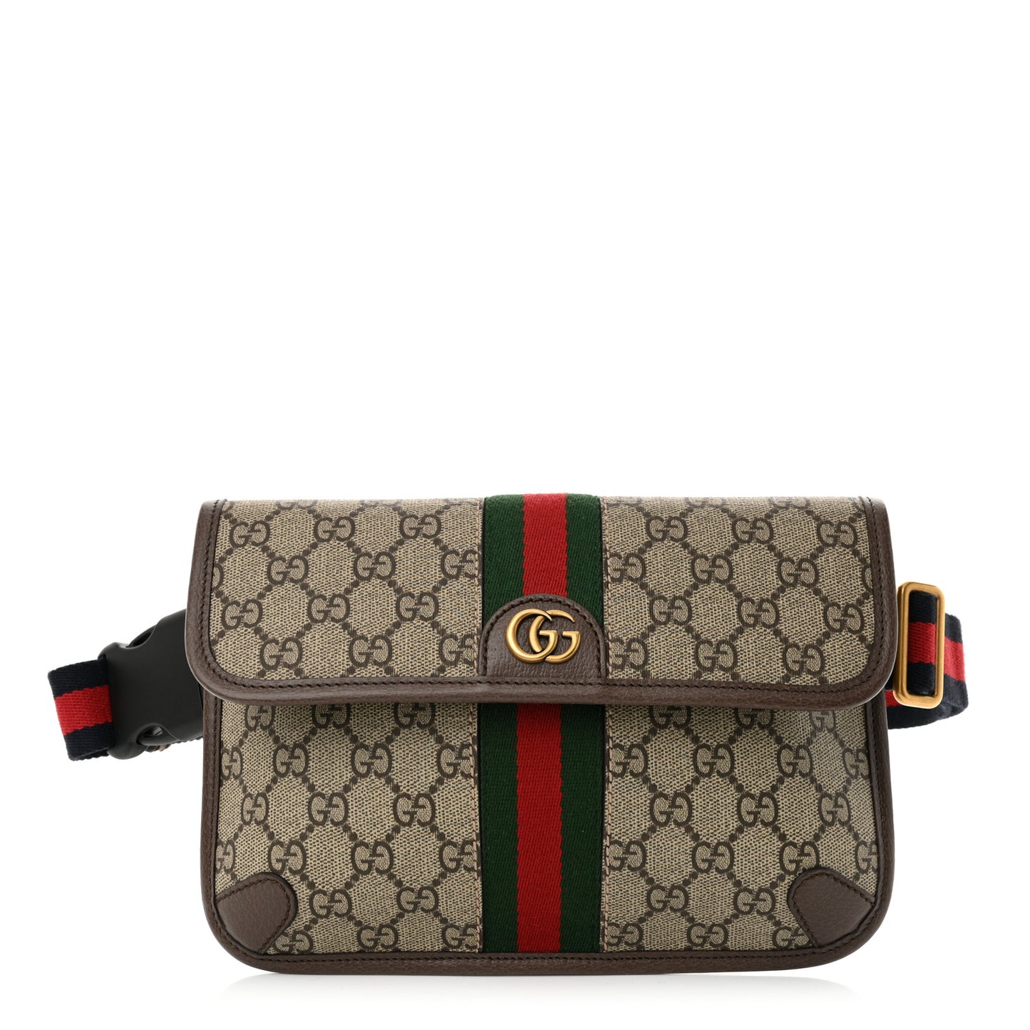 GG Supreme Monogram Web Small Ophidia Belt Bag Brown