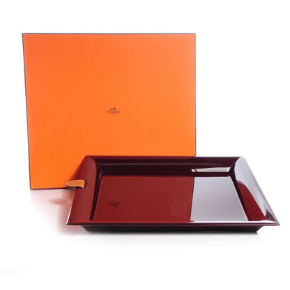 Hermes Lacquered Wood Chamonix Chakor Change Tray Garnet Red 4 of 4