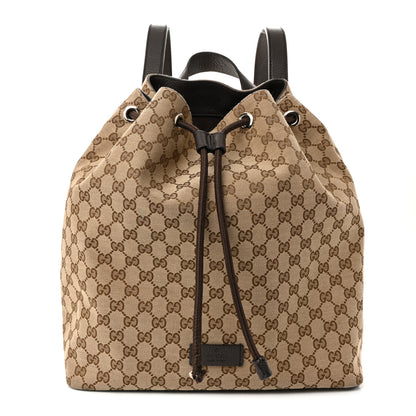 Gucci Monogram Dollar Calfskin O Drawstring Backpack Beige Ebony Testa di Moro Dark Chocolate 1 of 12