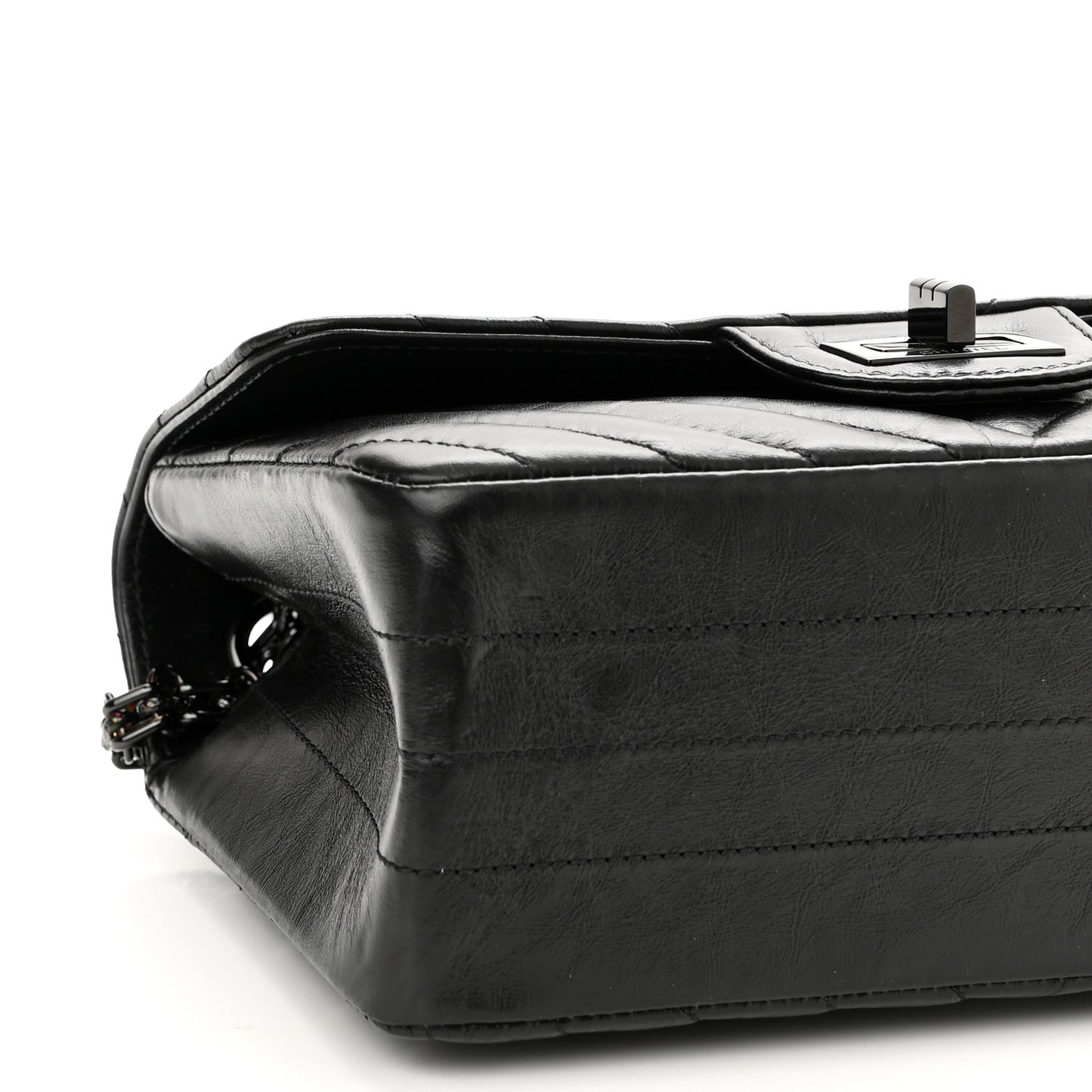 Aged Calfskin Chevron Quilted 2.55 Reissue Mini Flap So Black