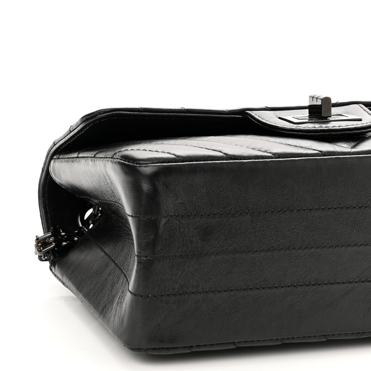 Chanel Aged Calfskin Chevron Quilted 2.55 Reissue Mini Flap So Black 9 of 10