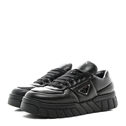 Prada Nappa Soft Metal Triangle Logo Womens Padded 30mm Sneakers 39.5 Black 3 of 15