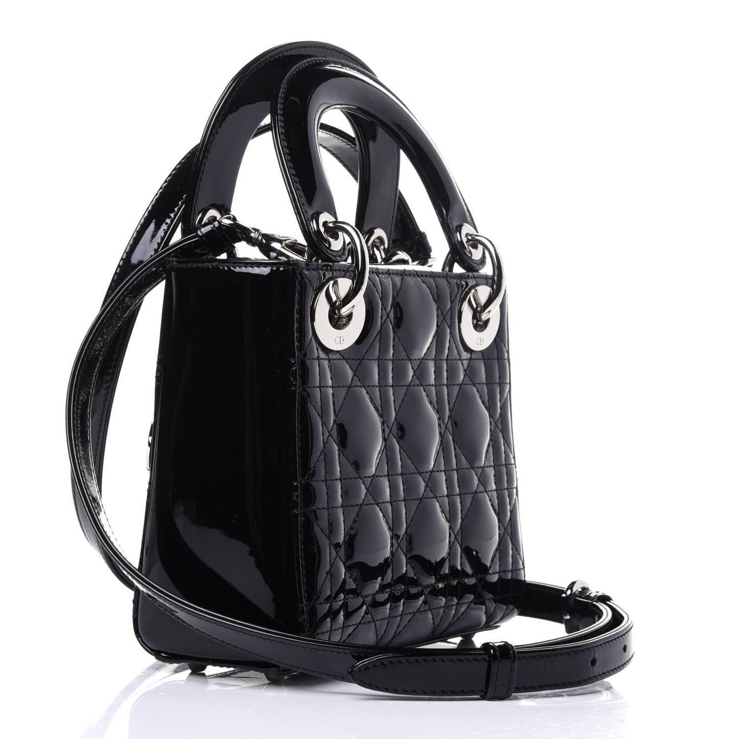 Patent Cannage Mini Lady Dior Black