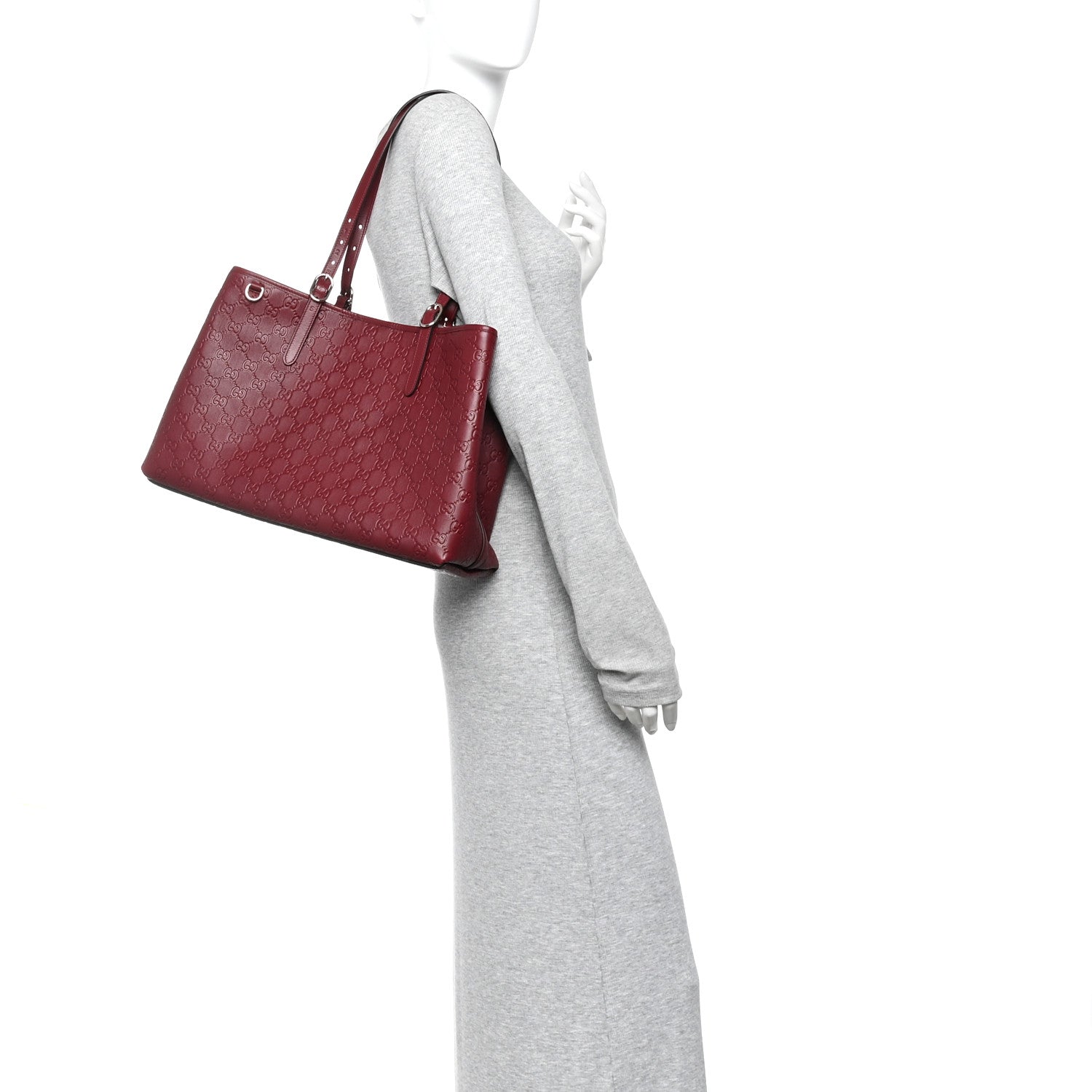 Gucci GG Calfskin Embossed Calfskin Large Tote Bag Rose Ancora 2 of 12