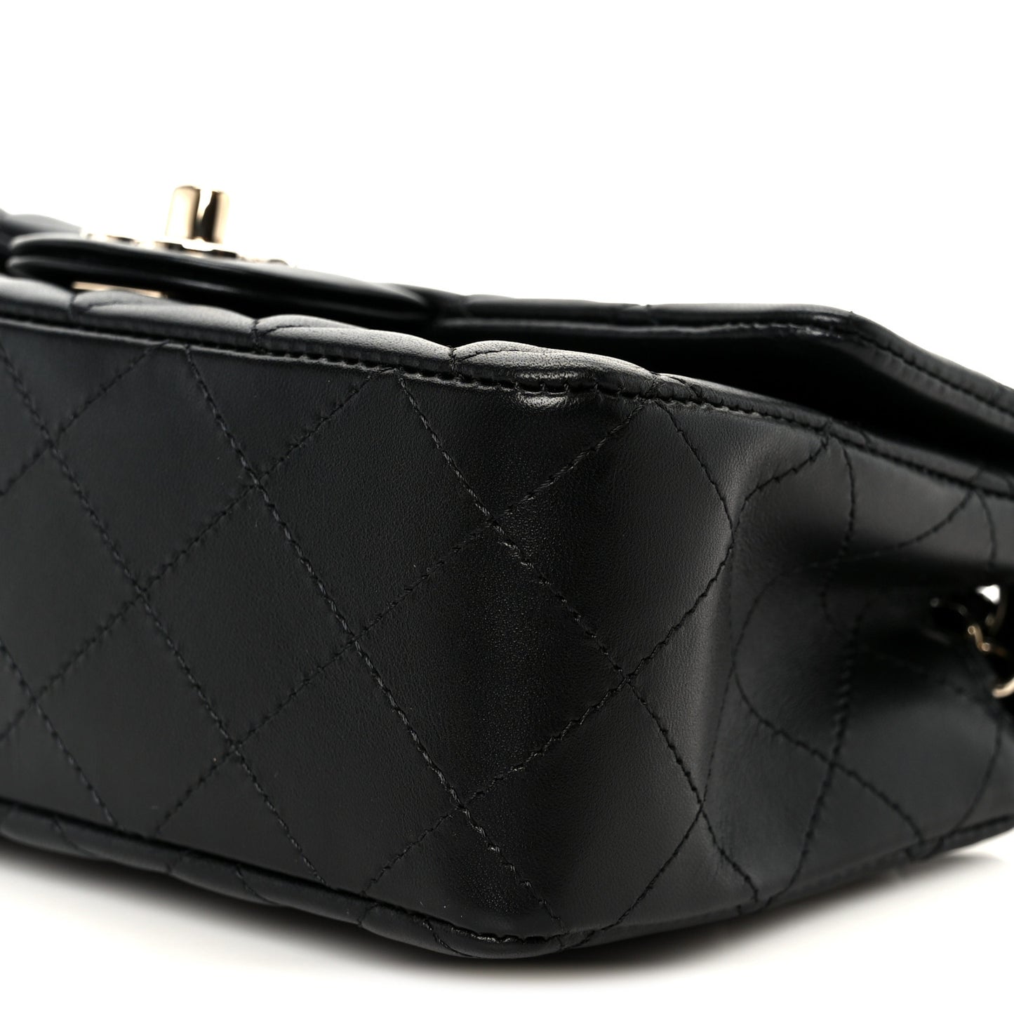 Lambskin Quilted Mini Rectangular Flap Black