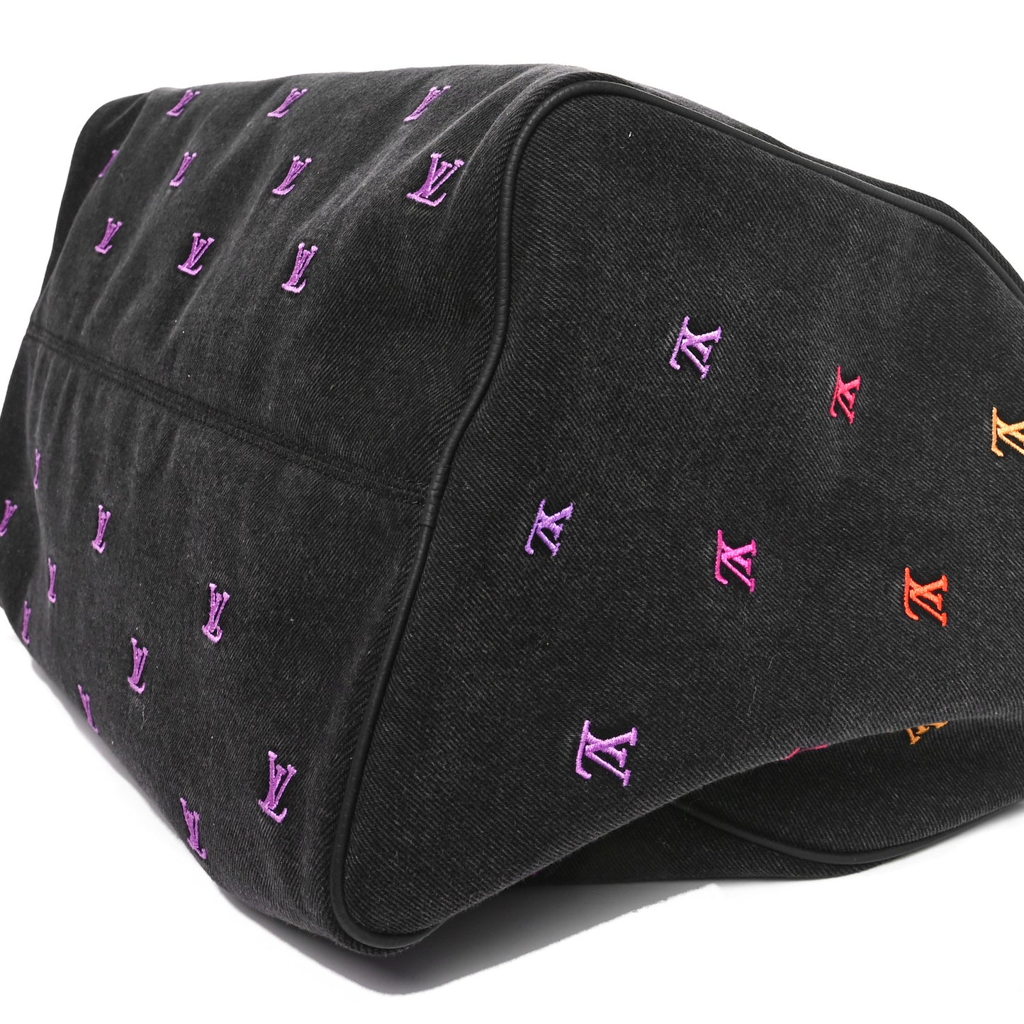 LV Blason Denim Calfskin Speedy Bandouliere 40 Black Gradient Orange