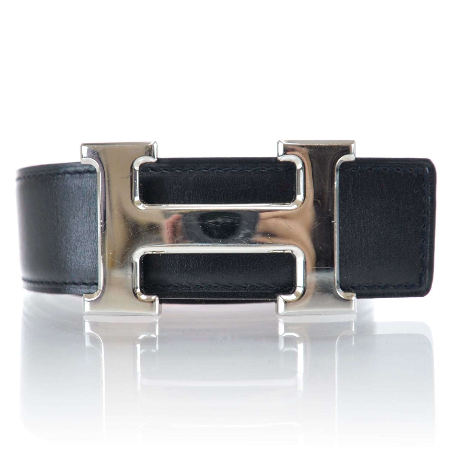 Hermes Leather Reversible Constance H Belt 80 Black and Orange 1 of 6