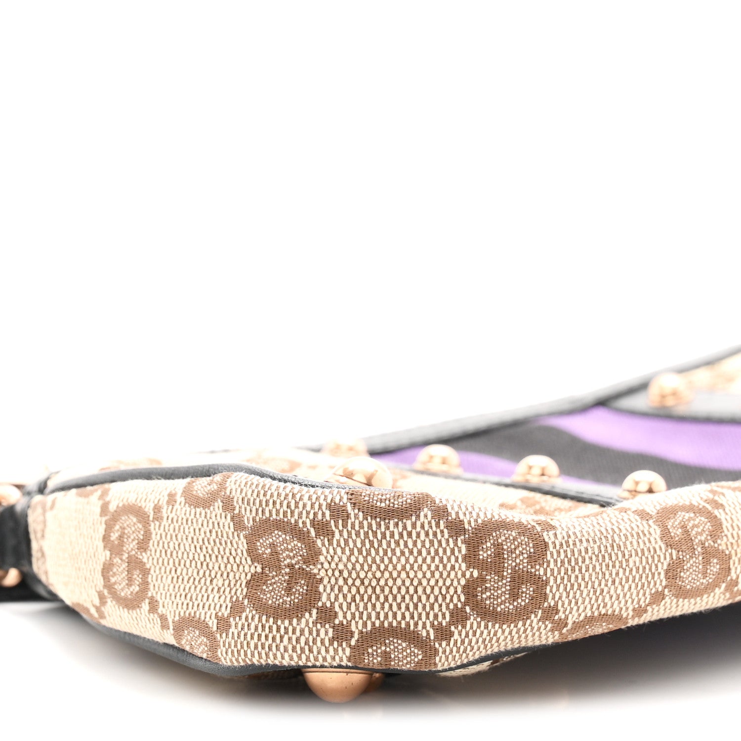 Gucci Monogram Web Studded Chain Clutch Purple 8 of 9