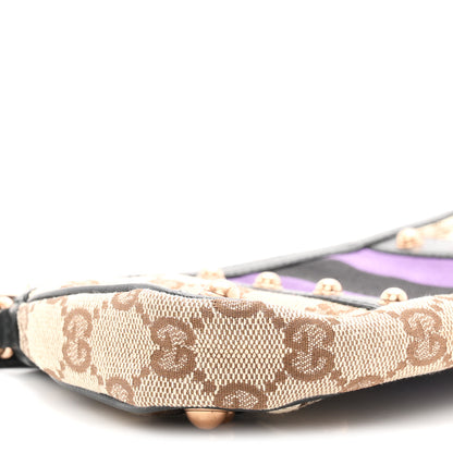 Gucci Monogram Web Studded Chain Clutch Purple 8 of 9