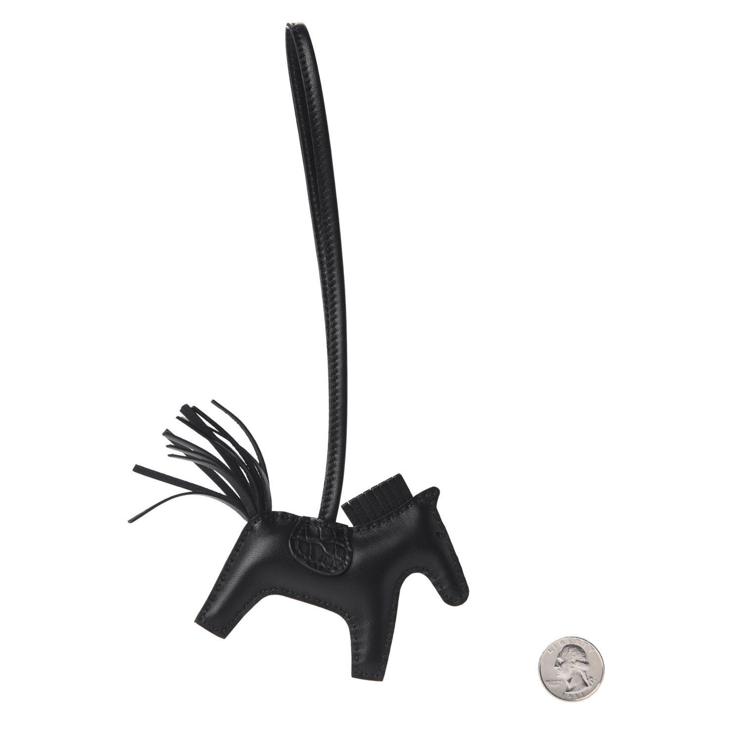 Milo Lambskin Matte Alligator Touch Grigri Rodeo Horse Bag Charm PM So Black