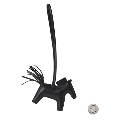 Hermes Milo Lambskin Matte Alligator Touch Grigri Rodeo Horse Bag Charm PM So Black 2 of 4