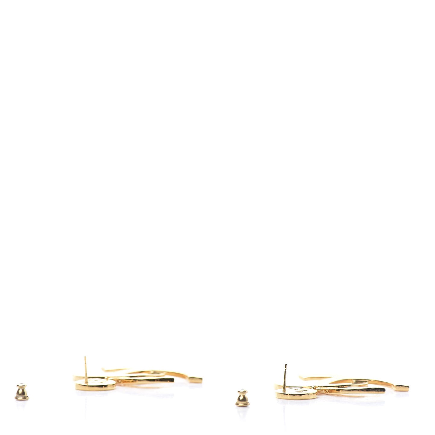 Metal Large Paris Button Earrings Gold