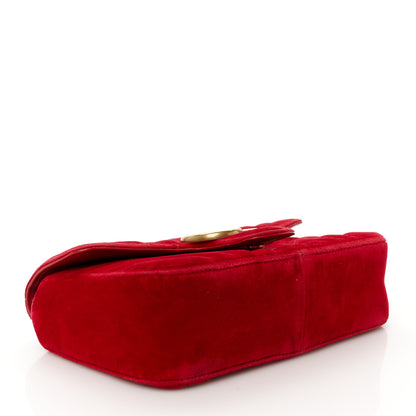 Gucci Velvet Matelasse Mini GG Marmont Shoulder Bag Hibiscus Red 4 of 11