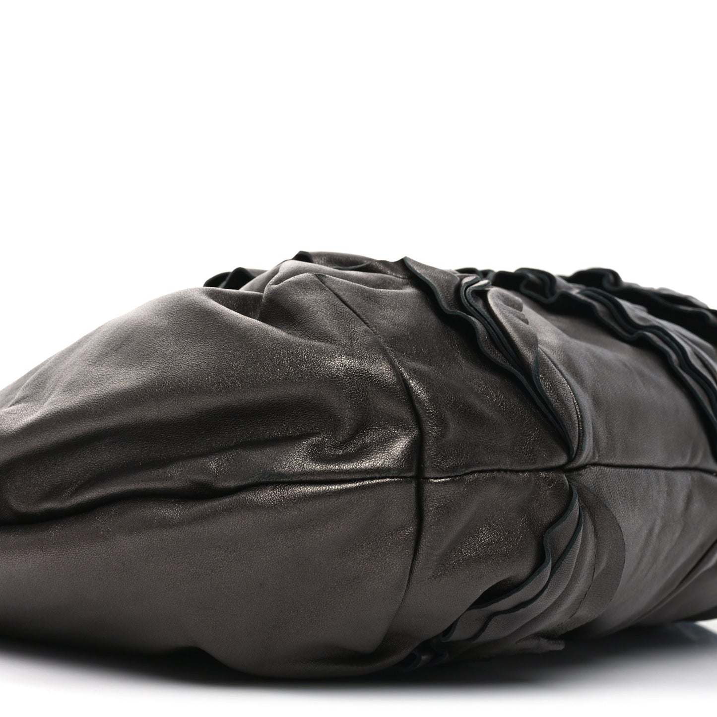 Metallic Nappa Ruffle Hobo Grafite Mordore