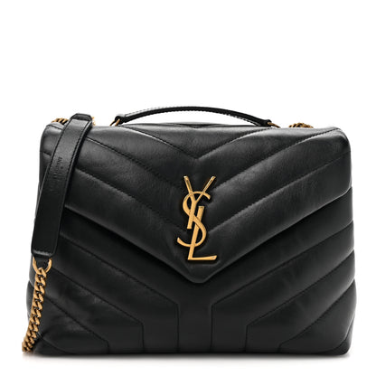 Saint Laurent Calfskin Y Quilted Monogram Small Loulou Chain Satchel Black 1 of 13